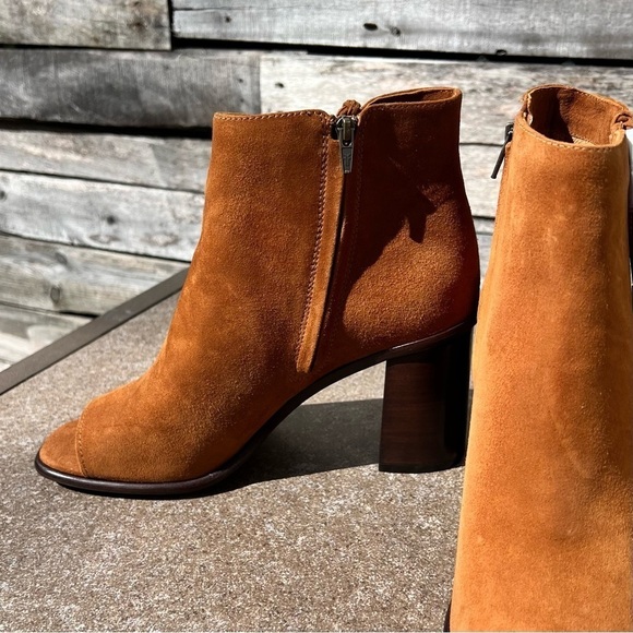 🌻NEW w/box Frye Amy Side Ghillie Nutmeg Brown Suede Peep Toe Ankle Boots - Picture 8 of 11